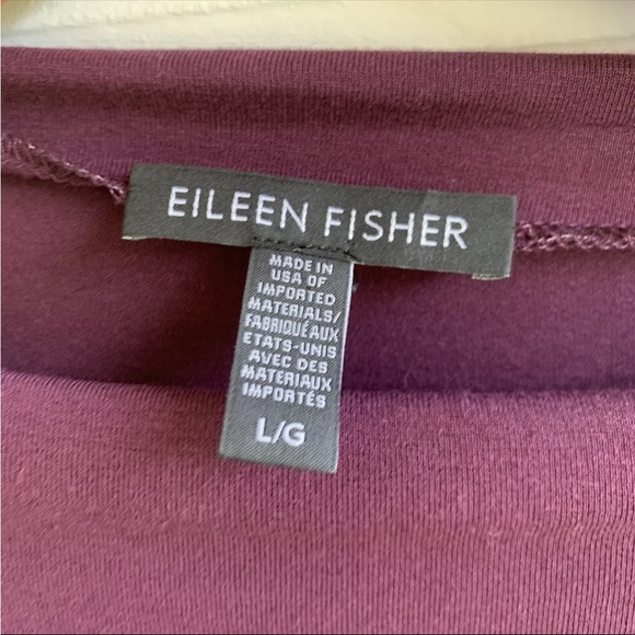 Eileen Fisher Maroon Tunic Top Mini Dress L Long Sleeve Pocket Slits Stretch - Picture 7 of 9